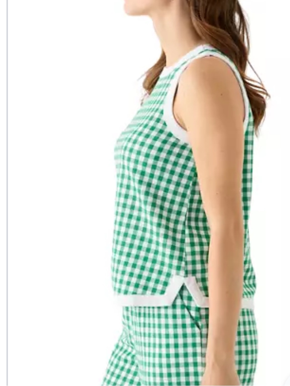 crown & ivy Green Gingham Sleeveless Knit Tank